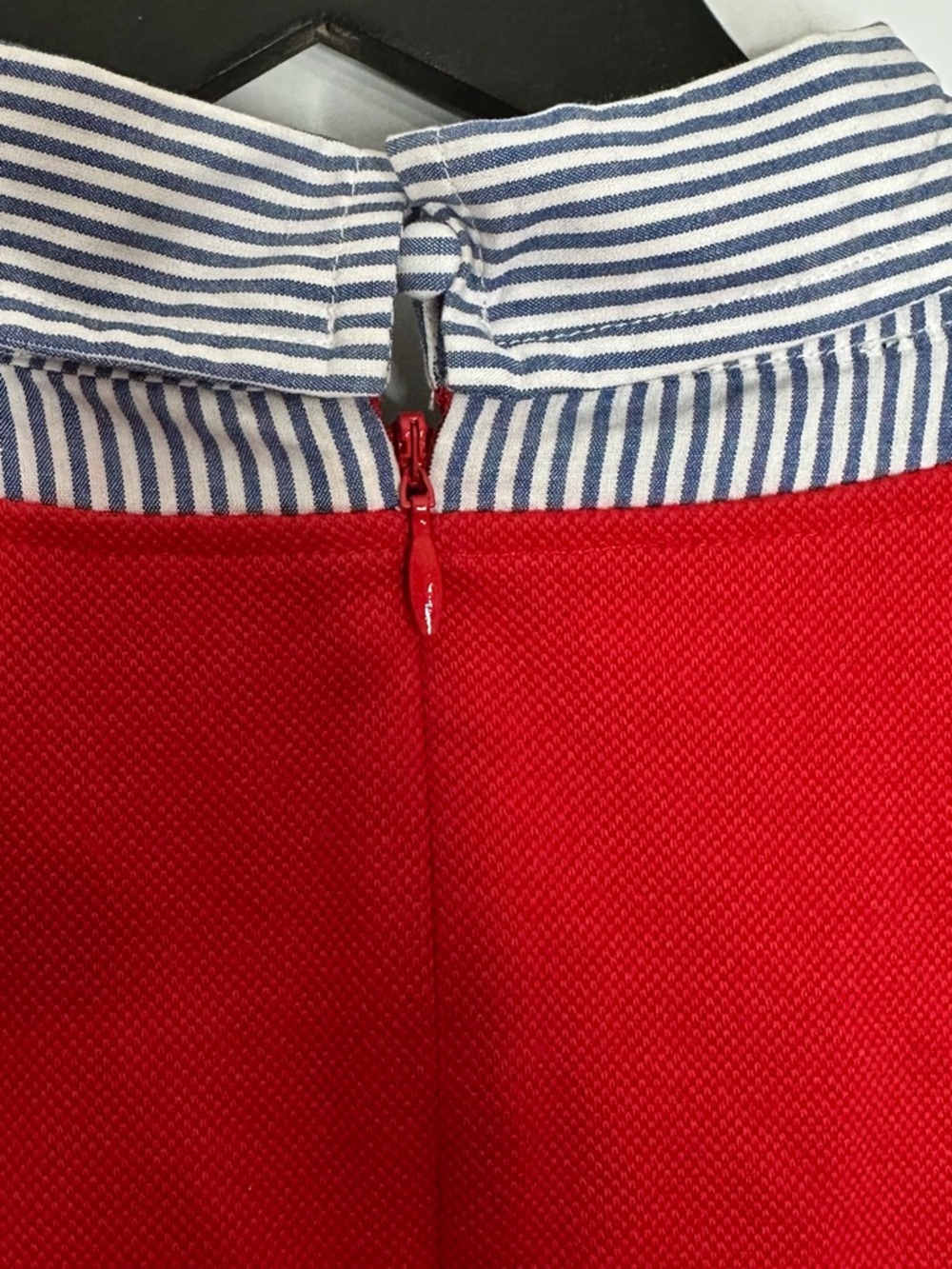 Talbots Petite Red Shift Dress Striped Collar Preppy Classic Pockets Size SP - Picture 4 of 9